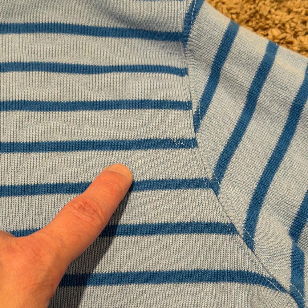 L.L. Bean Vintage 100% Cotton Striped Quarter Zip Pullover Knit Sweater Small - Picture 5 of 10